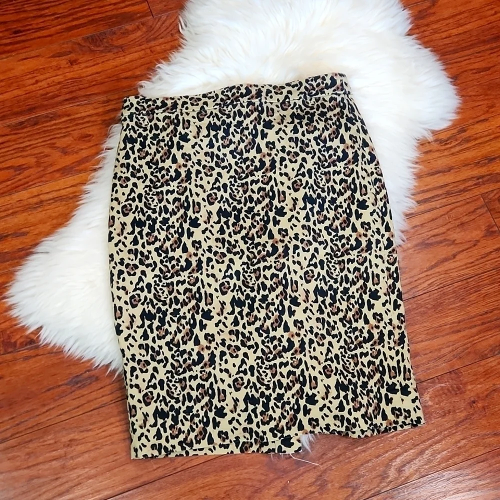 J.Crew No.2 Pencil Skirt Leopard Print Bi Stretch - Picture 1 of 4